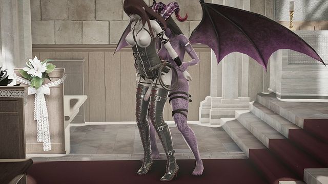 Futanari Succubus and Vampire Nun Futa-on-Futa Action in Church Bedroom