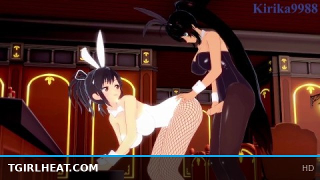 Asuka and Homura's intense futanari bar encounter - Senran Kagura hentai action