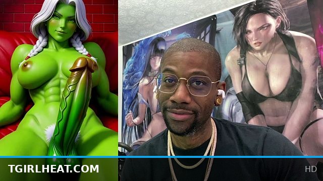 Transgender She-Hulk Jerks Off and Cums Wildly, Evil Rose Masters New Cum Technique, Trans Girl Craves Throat Cum